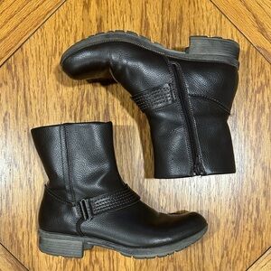 *CLARKS* Brown Leather Riddle Wonder Moto Boots Size 8